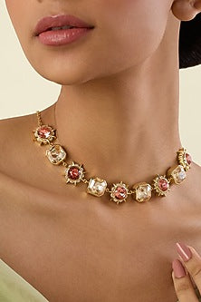 Gold Plated Yellow Crystal Necklace