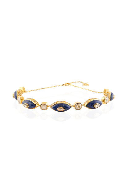 Gold Plated Crystal & Lapis Lazuli Necklace