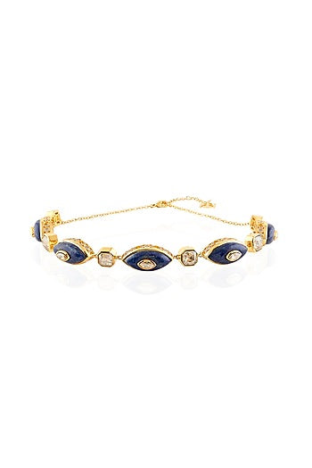 Gold Plated Crystal & Lapis Lazuli Necklace