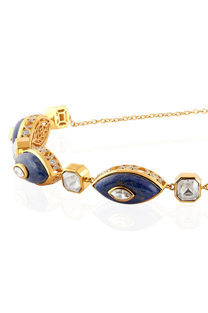 Gold Plated Crystal & Lapis Lazuli Necklace