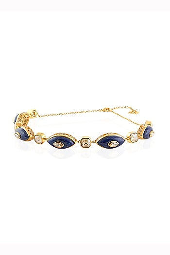 Gold Plated Crystal & Lapis Lazuli Necklace