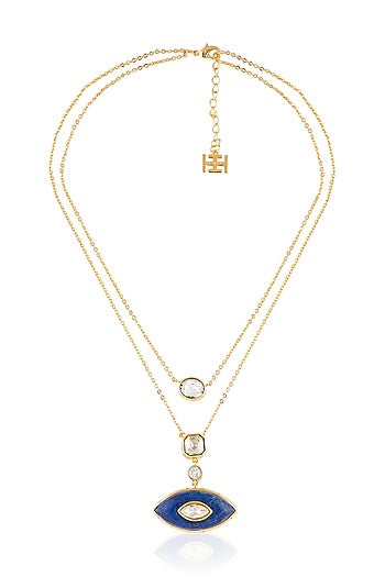 Gold Plated Crystal & Lapis Lazuli Necklace
