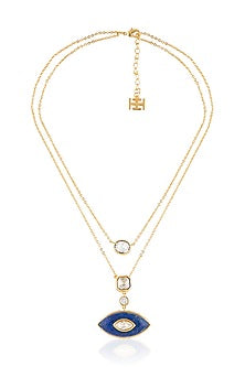 Gold Plated Crystal & Lapis Lazuli Necklace