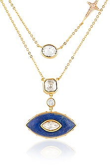 Gold Plated Crystal & Lapis Lazuli Necklace