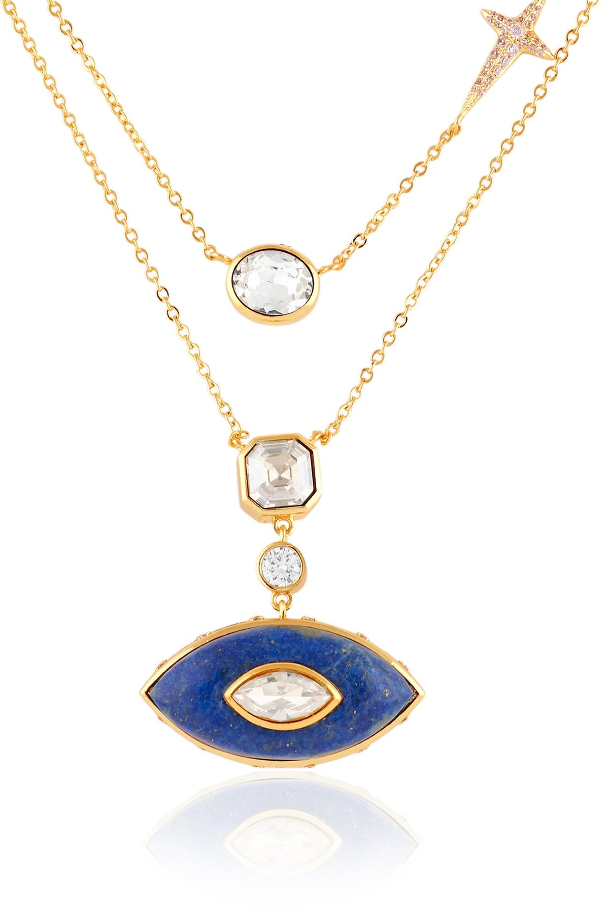 Gold Plated Crystal & Lapis Lazuli Necklace