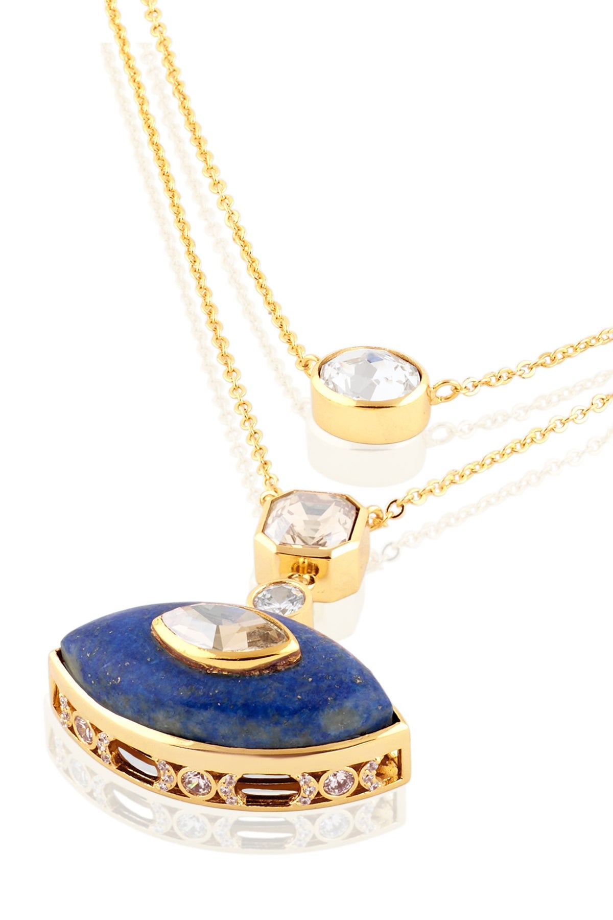 Gold Plated Crystal & Lapis Lazuli Necklace