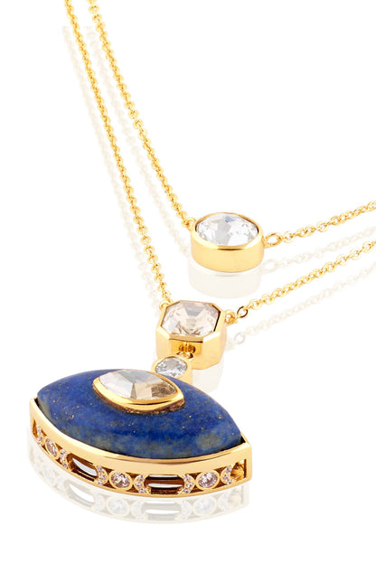 Gold Plated Crystal & Lapis Lazuli Necklace