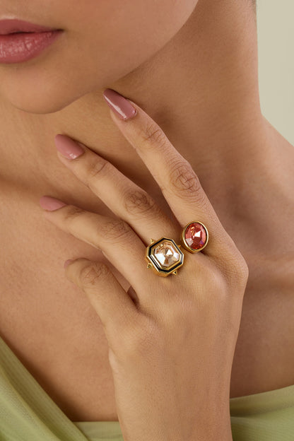 Gold Plated Multi-Colored Crystal Ring
