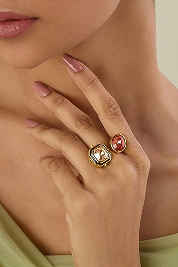 Gold Plated Multi-Colored Crystal Ring