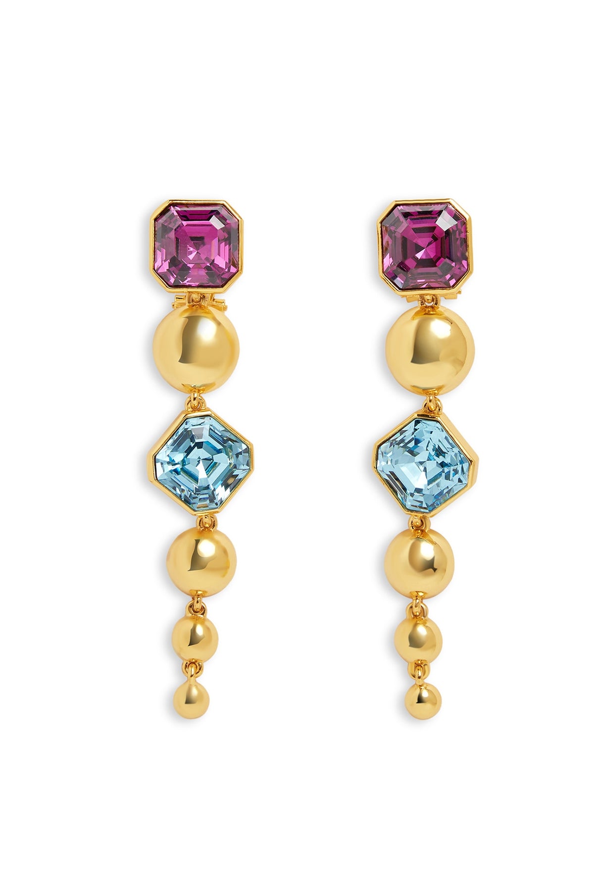 Gold Plated Multi-Colored Crystal Dangler Earrings