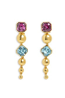 Gold Plated Multi-Colored Crystal Dangler Earrings