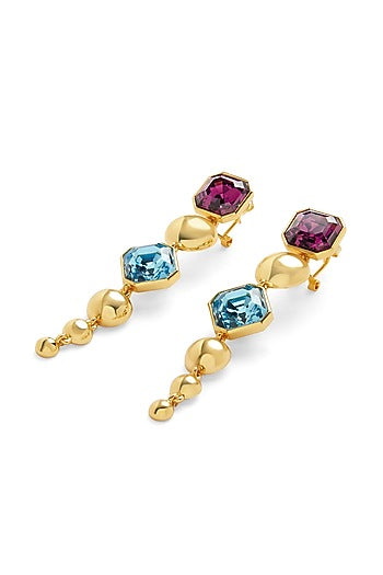 Gold Plated Multi-Colored Crystal Dangler Earrings