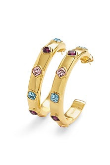 Gold Plated Crystal Hoop Earrings