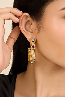 Gold Plated Crystal Hoop Earrings
