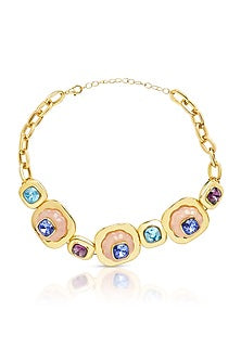 Gold Plated Multi-Colored Crystal Choker Necklace