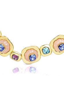 Gold Plated Multi-Colored Crystal Choker Necklace