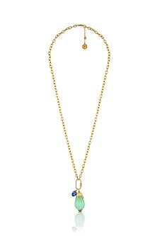 Gold Plated Blue Synthetic Stone Pendant Necklace