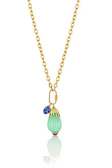Gold Plated Blue Synthetic Stone Pendant Necklace