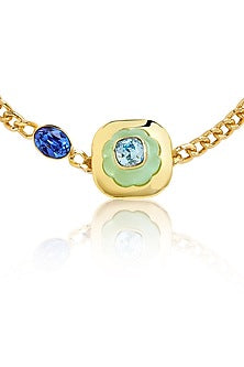 Gold Plated Blue Synthetic Stone Choker Necklace