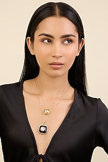 Gold Plated Synthetic Stone Layered Necklace