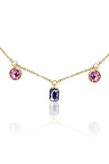 Gold Plated Multi-Colored Synthetic Stone Choker Necklace