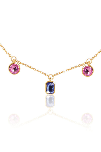 Gold Plated Multi-Colored Synthetic Stone Choker Necklace