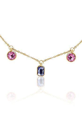 Gold Plated Multi-Colored Synthetic Stone Choker Necklace