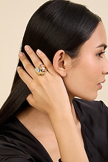 Gold Plated Crystal Ring