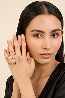 Gold Plated Synthetic Stone Melon Ring