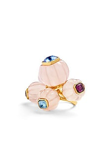 Gold Plated Synthetic Stone Melon Ring