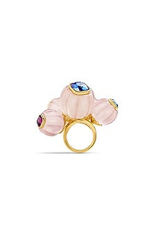 Gold Plated Synthetic Stone Melon Ring