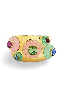 Gold Plated Multi-Colored Crystal Resin Statement Cuff