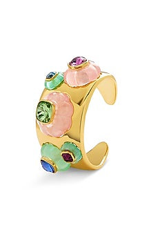 Gold Plated Multi-Colored Crystal Resin Statement Cuff