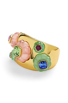 Gold Plated Multi-Colored Crystal Resin Statement Cuff