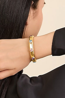 Gold Plated Crystal Charm Cuff