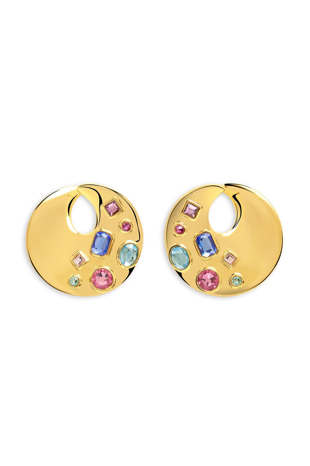 Gold Plated Crystal Orange Peel Stud Earrings