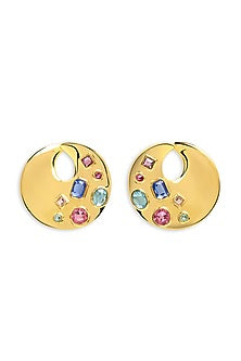 Gold Plated Crystal Orange Peel Stud Earrings