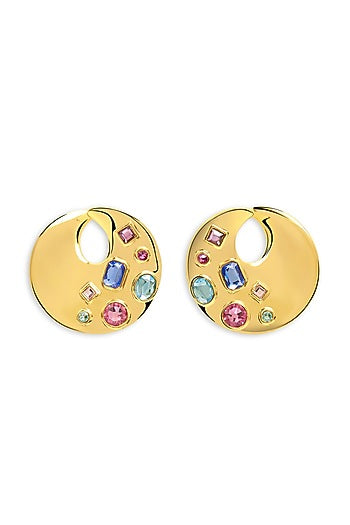 Gold Plated Crystal Orange Peel Stud Earrings