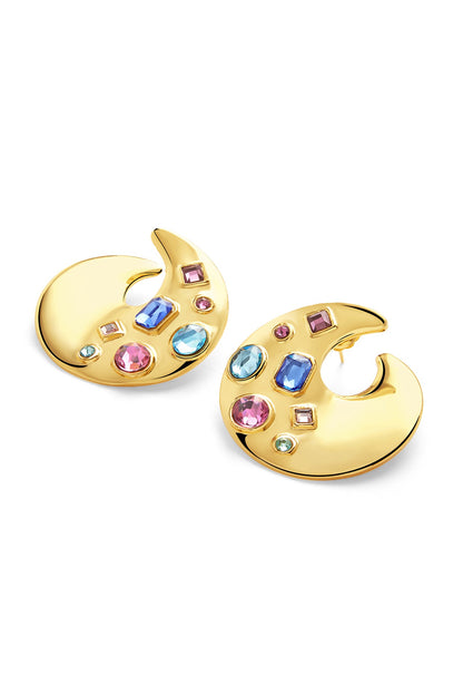 Gold Plated Crystal Orange Peel Stud Earrings