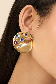 Gold Plated Crystal Orange Peel Stud Earrings