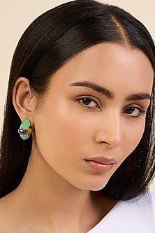 Gold Plated Blue Corundum Hoop Earrings