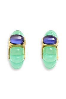 Gold Plated Blue Corundum Hoop Earrings