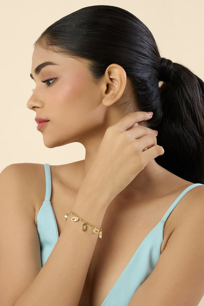 Gold Plated Synthetic Stone Bracelet