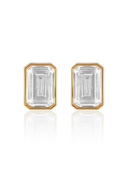 Gold Plated Synthetic Stone Hoop Earrings