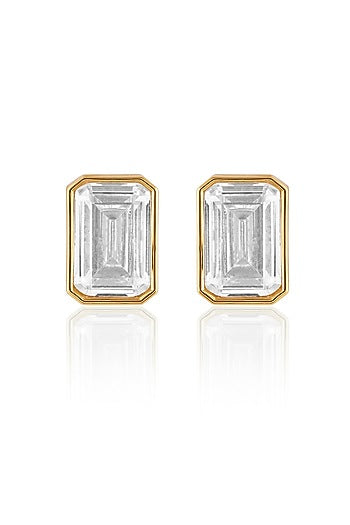 Gold Plated Synthetic Stone Hoop Earrings