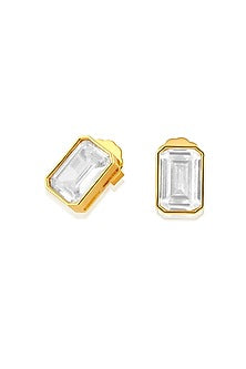 Gold Plated Synthetic Stone Hoop Earrings