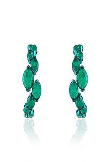 Gold Finish Emerald Doublet Stone Hoop Earrings