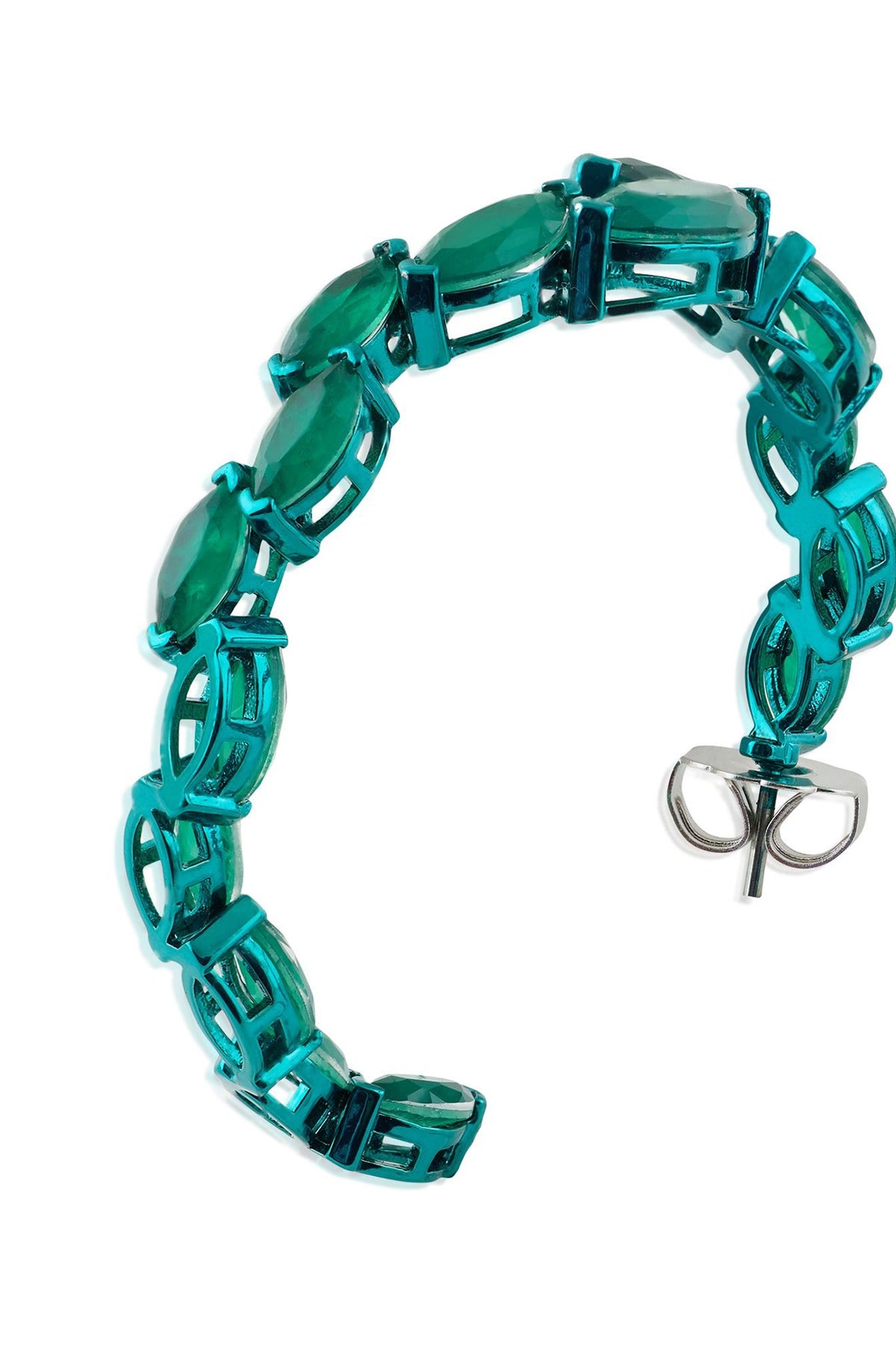 Gold Finish Emerald Doublet Stone Hoop Earrings