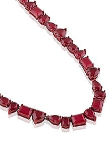 White Rhodium Finish Ruby Doublet Stone Choker Necklace