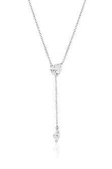 White Rhodium Finish Silver Gemstones Y-Necklace
